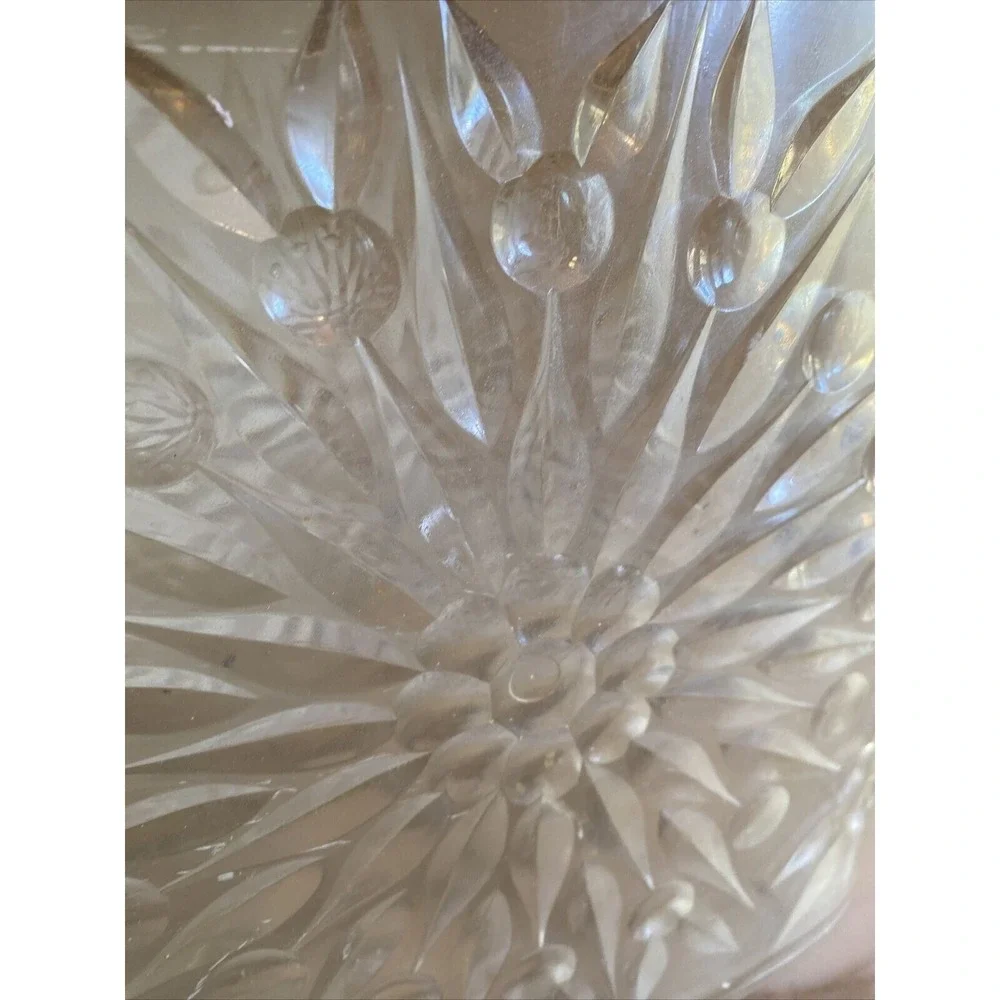 Vintage MCM Starburst Bathroom Waste Basket Can Clear‎ Hard Plastic Lucite